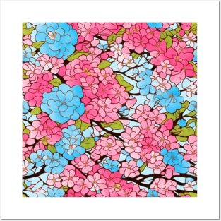 colorful floral trees abstract soft paint Japanese style unique Posters and Art